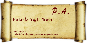 Petrányi Anna névjegykártya