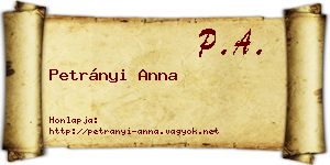Petrányi Anna névjegykártya