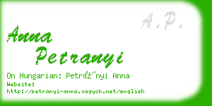 anna petranyi business card